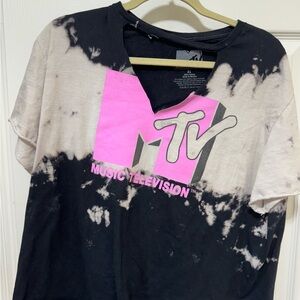 MTV destructed tie dyed t shirt